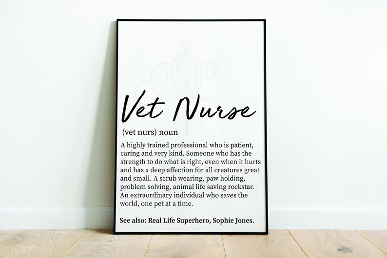Vet Nurse Definition Print Vet Nurse Thank You Gift Vet Etsy