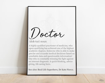 Doctor Definition Print, Doctor Gift, Healthcare Gift, Gifts for Drs, Graduation Gift Doctor, Lockdown Gift, NHS Gift, Letterbox Gift