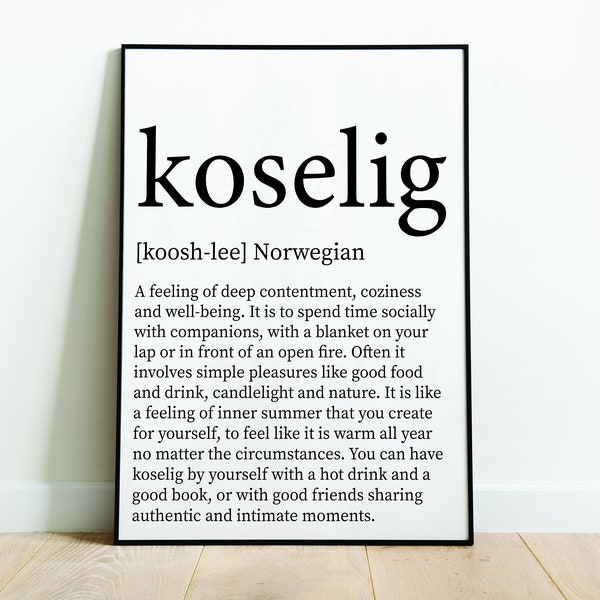 Koselig definition print, Norwegian Prints, Norwegian Gifts, Hygge Gifts, Hygge Decor, Boho Prints, Scandi, European Gifts, Typography