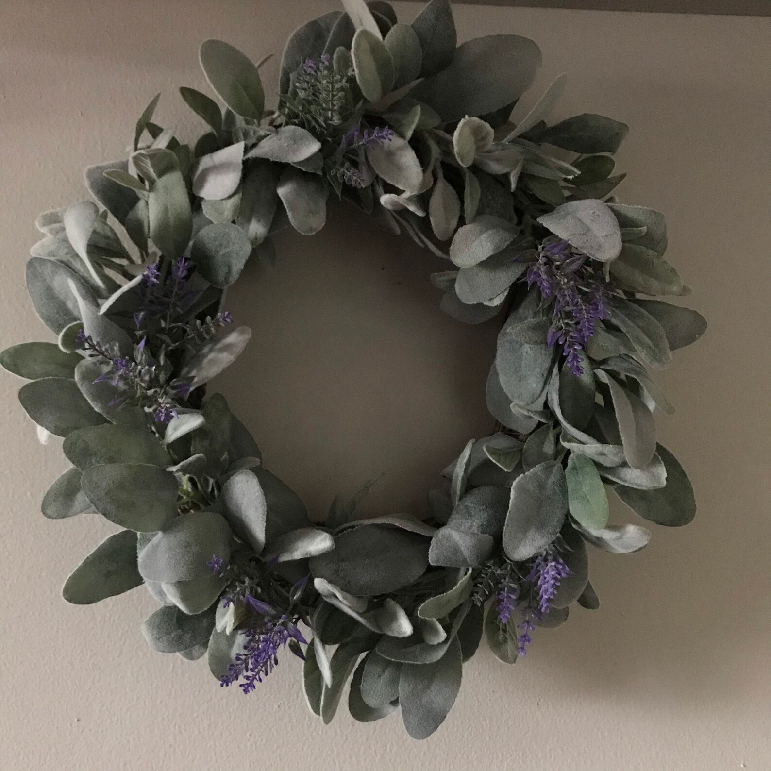 15 Farmhouse Lambs Ear Wreath Lavendar and Faux Lambs Ear Etsy