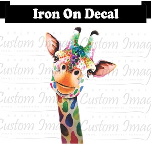 Giraffe Iron On. Watercolor Giraffe Decal. African Safari. Shirt Transfer. Iron On Decal. Heat Transfer Vinyl Transfer. Cute Giraffe.