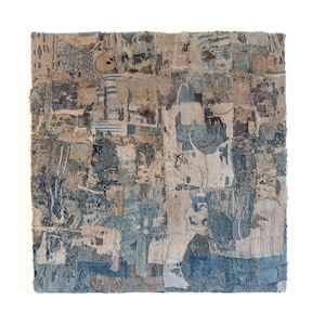 Antique Japanese Edo Meiji Indigo Boro Patchwork Distressed Cotton Textile Wall Art 003
