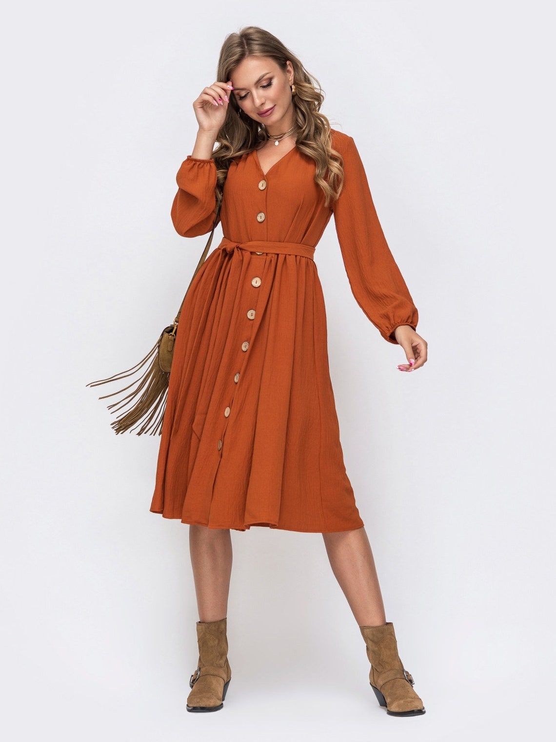 Midi dress Buttondown dress Long dress Loose dress Dress Etsy