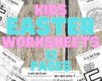 pre k 5 worksheets Kids Easter Worksheets 12pages, Easter Learning, preschool, kindergarten, homeschooling worksheets, Easter school worksheets