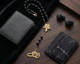Lebanese Cedar tree beaded Rosary necklace .ارزة لبنانية