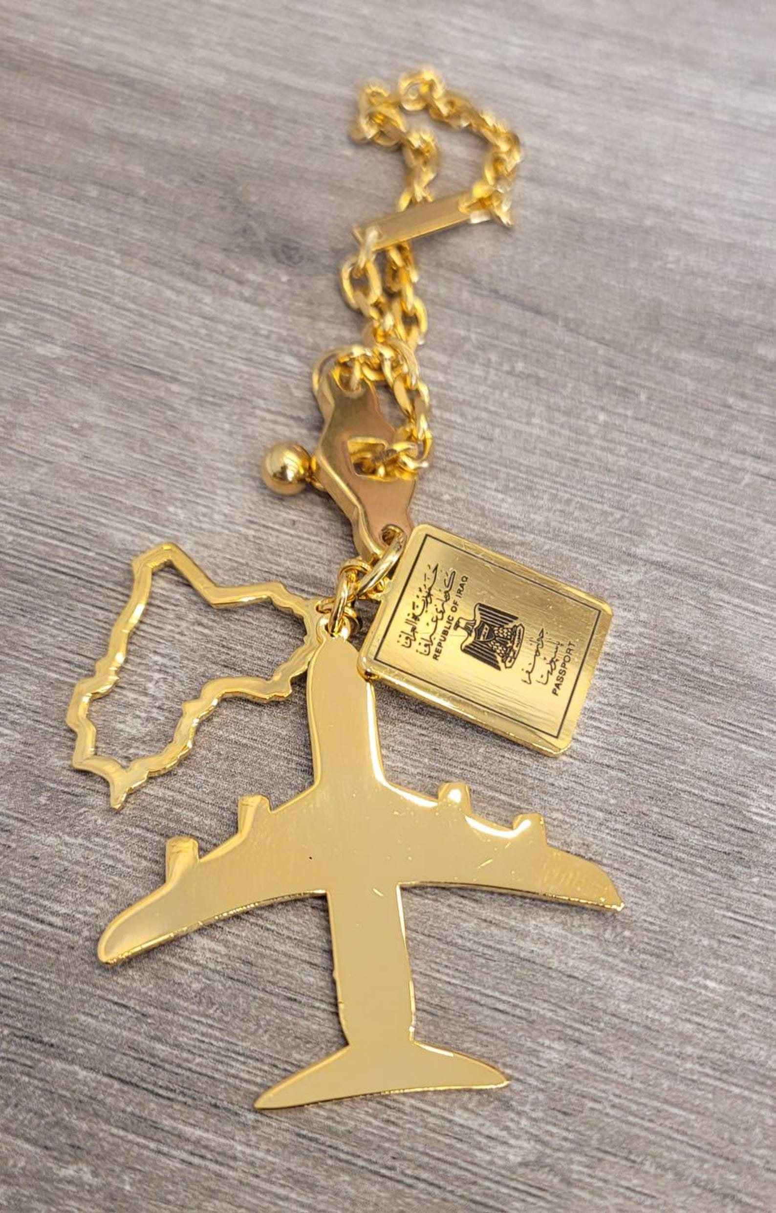Lebanon-syria and Iraq Inspired Gold Keychain Set | Airplane, Map ...