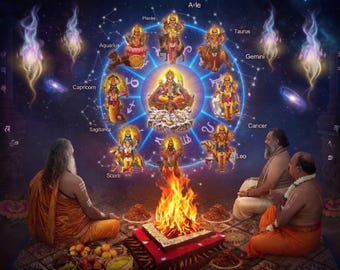 Navagraha Puja Homam – Vedic Ritual for Planetary Blessings, Luck, Prosperity