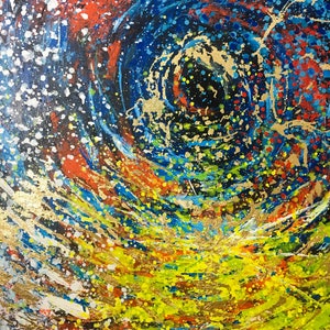 Circle of Life Abstract Acrylic Painting: Handmade Karma Art on Canvas