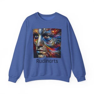 Sudadera de cuello redondo Art Expression: Diseño colorido, moda otoñal acogedora