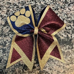 Custom cheer bow in your team colors, Great Gameday cheer bow, competition cheer bow, sideline cheer bow, bulk bows for your squad Glitter