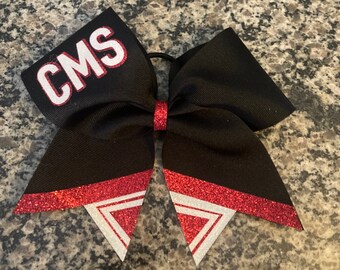 Red Black and white cheer bow, Custom bows for sideline cheer, gameday cheer, friday night lights cheer bow, football cheer bow.