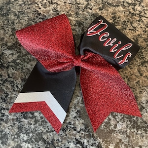 Cheer bow for rec cheer - competition cheer bow - glitter cheer bows - custom cheer bow -red black white cheer bows - your team colors