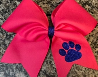 Custom Team Colors Cheer Bow: Paw Print Design