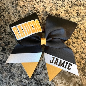 Yellow gold cheer bow/ Your custom team colors / Cheer bows for rec, sideline cheer, school cheer bow, mascot team bow, gameday cheer bow