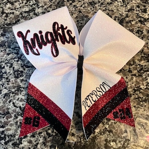 red black and white glitter cheer bow