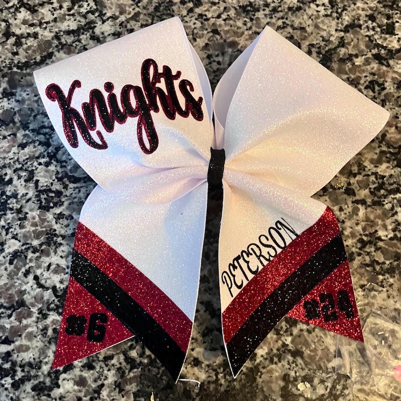 red black and white glitter cheer bow