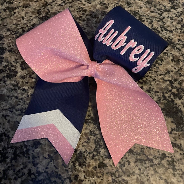 Navy cheer bow, pink cheer bow, Custom cheer bow/ Dance bow/ Glitter cheer bow/ Competition cheer bows/ Sparkley cheer bow/ Chevron cheer