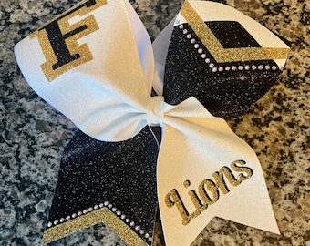 High school cheer bow/ Custom cheer bows/ Varsity cheery bow/ JV cheer bows/ Glitter cheer bow/ Rec cheer bow/ Competition cheer bow