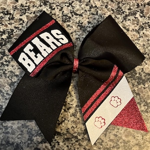 Cheerleading bow with Paw Print, Cheerleading Accessories, Team Spirit Bows, Cheer Gifts, Custom Cheer Bows, School Spirit, Game day bows.