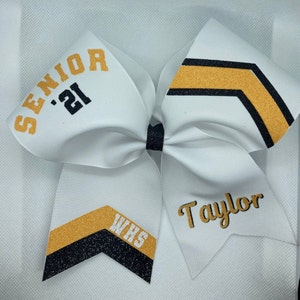 Senior cheer bow in your custom colors/ Year on cheer bow/ Name on cheer bow/ Senior bows 2024 2025 cheer bows