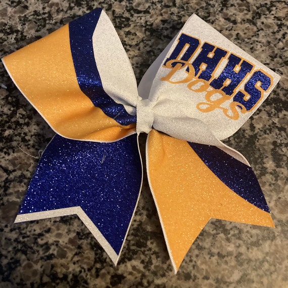 Orange black and white custom cheer bow. Great school cheer bow, dance bow, competition cheer bow, sideline cheer bow, recreation cheer