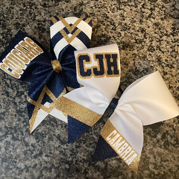 Custom cheer bow bundle for sideline and comp cheer/ 2 cheer bows included/ Competition cheer and gameday cheer bows.