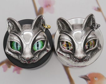 Cool Cat with Earring - Choose from 2 Different Eye Colors - SMALL 40MM (1.6 INCH) 4 Part Herb Grinder