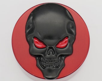 Black Skull - SMALL-MEDIUM 50mm (2 inch) 4 Part Red Metal Herb Grinder