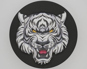 White Tiger - Extra Large 3 Inch (80mm) 3 Part Black Metal Herb Grinder