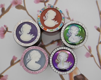 Cameo in Rhinestone Ring - SMALL 40MM (1.6 INCH) 4 Part Metal Herb Grinder