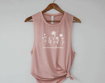 No rain no flowers tank top| Flowy muscle tank| Women's Workout tank| Exercise top| Muscle tank, workout tank, Cute Women's tank top, run