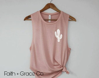Cactus tank top| Flowy muscle tank| Women's Workout tank| Exercise top| Muscle tank, workout tank, Cute Women's tank top, running tank