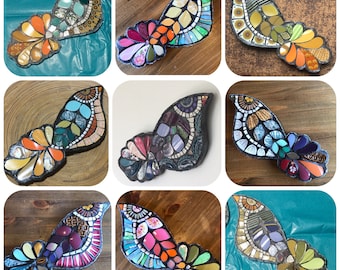 Bespoke wall art, mosaic bird hanging made to order, choose your own colour preferences.