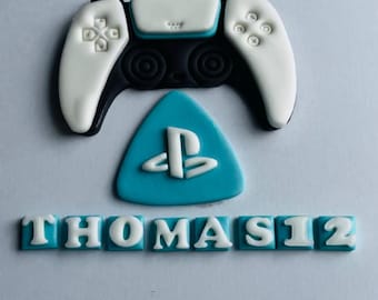 Edible PS5 Controller Handmade Fondant Personalised gaming cake topper Kids birthday decoration