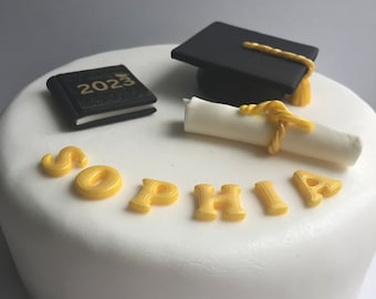 Edible fondant Graduation University personalised cake topper decorations
