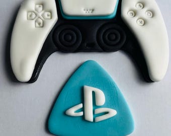Edible PS5 Controller Handmade Fondant Gaming Cake Topper Kids Birthday Decoration