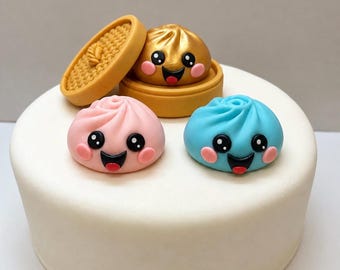 Edible handmade dumplings basket cute kids birthday cake decorations topper