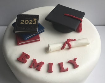 Edible fondant Graduation University personalised cake topper decorations