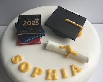 Edible fondant Graduation University personalised cake topper decorations
