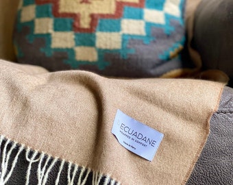 Beige Alpaca Wool Throw Blanket Woven Peruvian Throw Luxury Alpaca Blanket 100% Baby Alpaca Hypoallergenic Blanket Herringbone Woven Throw