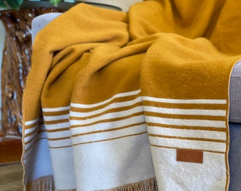 Quilotoa Gold and Beige Throw Blanket | Boho Throw Blanket | Mustard Yellow Throw Blanket | Boho Throw Blanket | Living Room Blankets