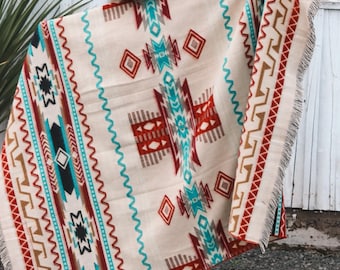 Western Style Blanket Southwest Throw Aztec Blanket Cowgirl Decor Farmhouse Quilt Boho Throw Blanket Western Home Decor Mexican Blanket Boho