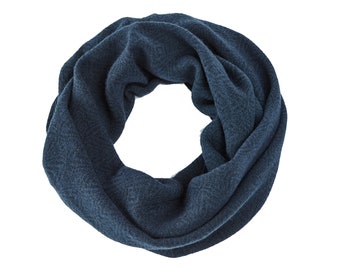 Navy Blue Infinity Loop Scarf | Handmade Fleece Circle Scarf | Beautiful Handwoven Scarf | Gift for Sister | Mothers Day Gift | Colibri Navy