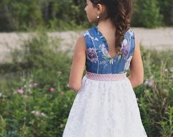 Mädchen Prinzessin Naht Volant Kleid Schnittmuster, Blumenmädchen Party Kleid PDF, gewebtes Sommerkleid Muster, Mädchen Größe 2-16, digitaler Download