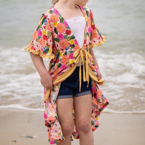 Girls Woven Robe/cover Up/top PDF Sewing Pattern Ruffle Trim - Etsy