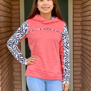 Pullover Hoodie PDF Sewing Pattern, Cozy Sweatshirt Pattern with Pocket, Teen Loungewear Pattern, Tween/Teen/Women size 0-20, PDF Pattern