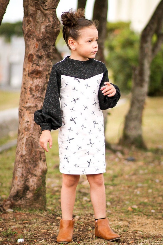 High neck long sleeve shift clearance dress