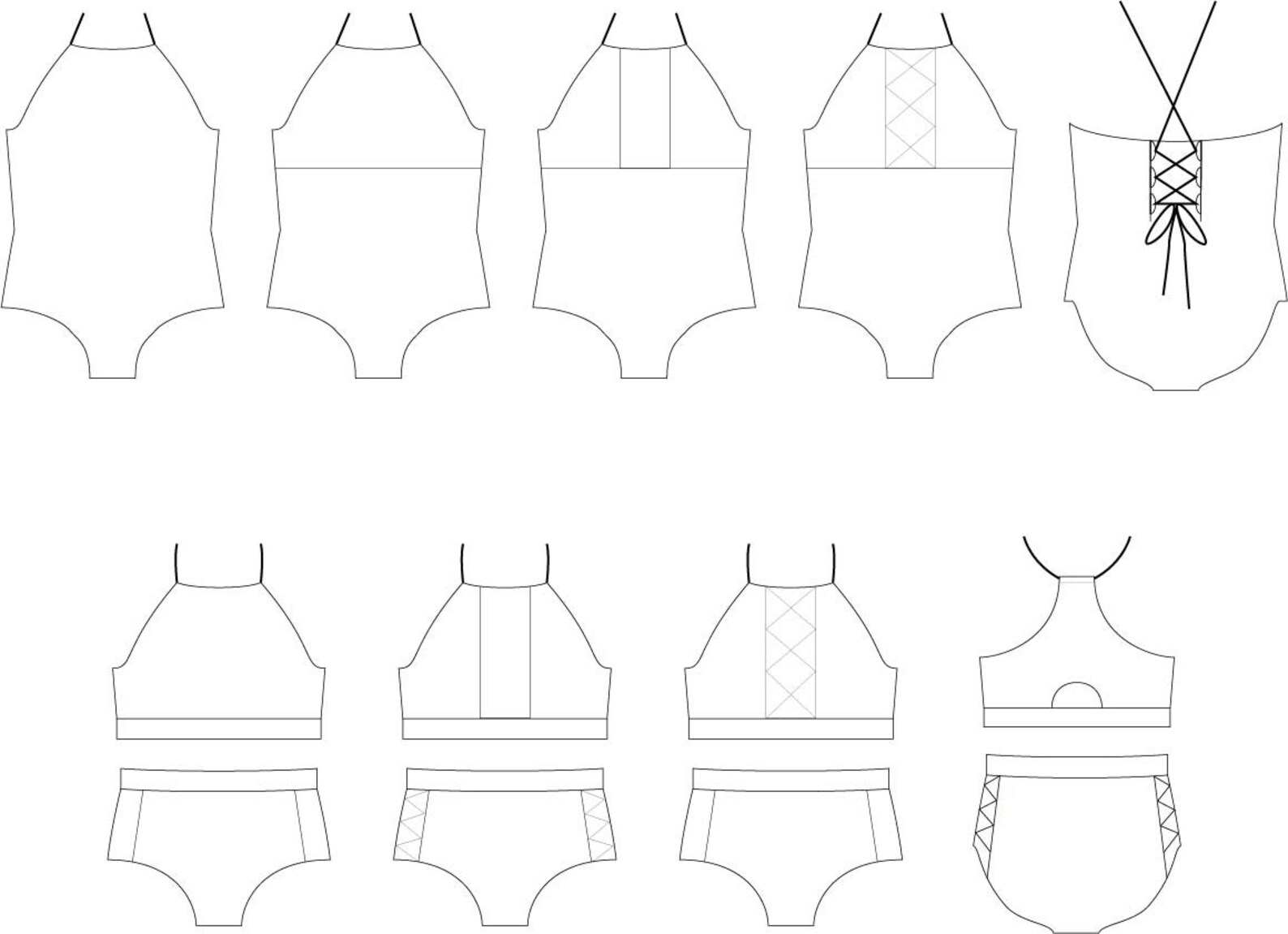 Girls One Piece/two Piece Swimsuit Pattern Halter Top High Etsy