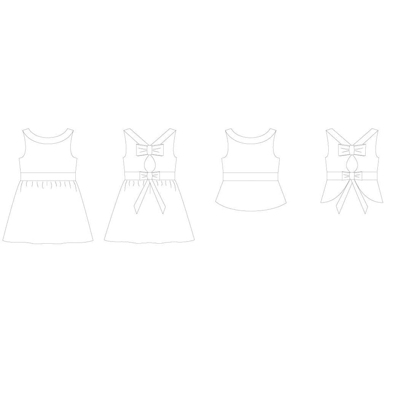 Girls Tie Back Dress Pattern, Reversible Peplum Top Pattern, Woven Summer Dress, Boatneck & V Back Neckline, Gathered Skirt, Girls size 2-14 image 6
