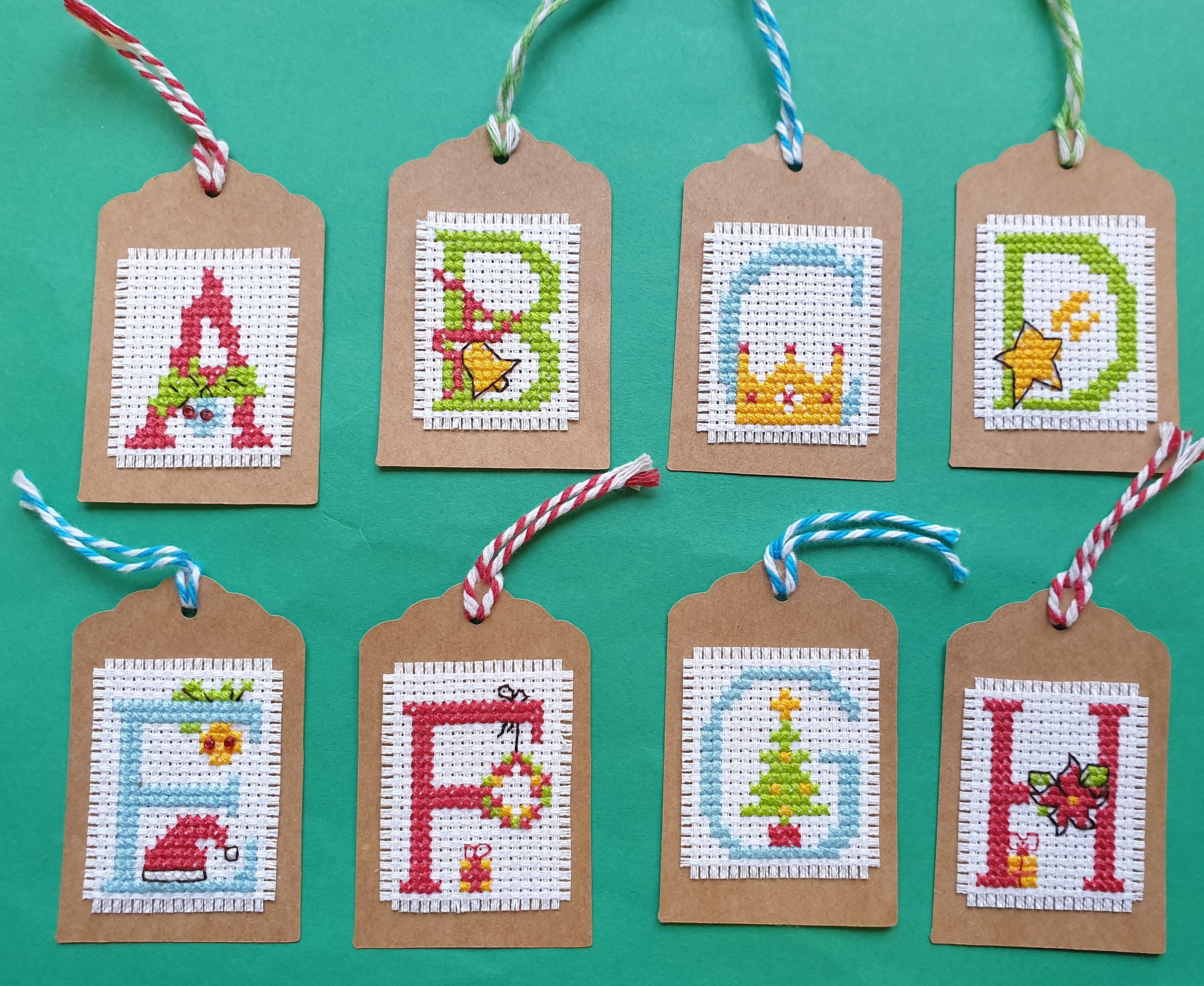 Handmade Cross Stitch Christmas Alphabet Gift Tag Etsy